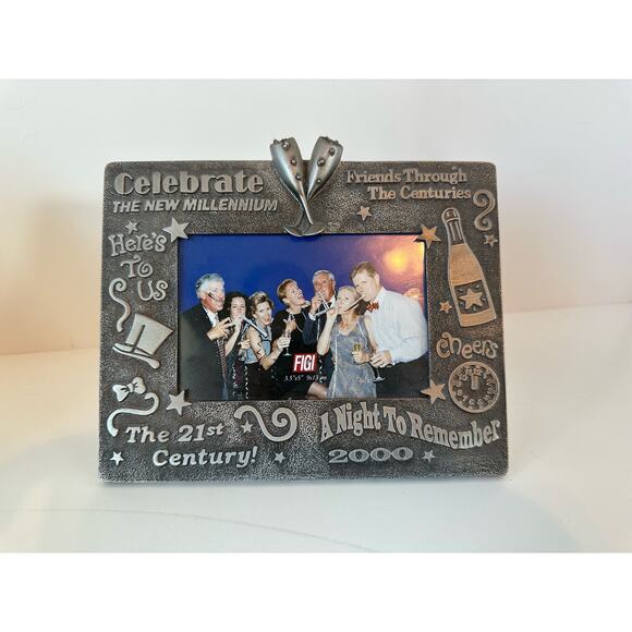 Vintage Picture Frame 2000 Millennium Frame, New Years, 3.5"x5"  Pewter - Picture 2 of 5